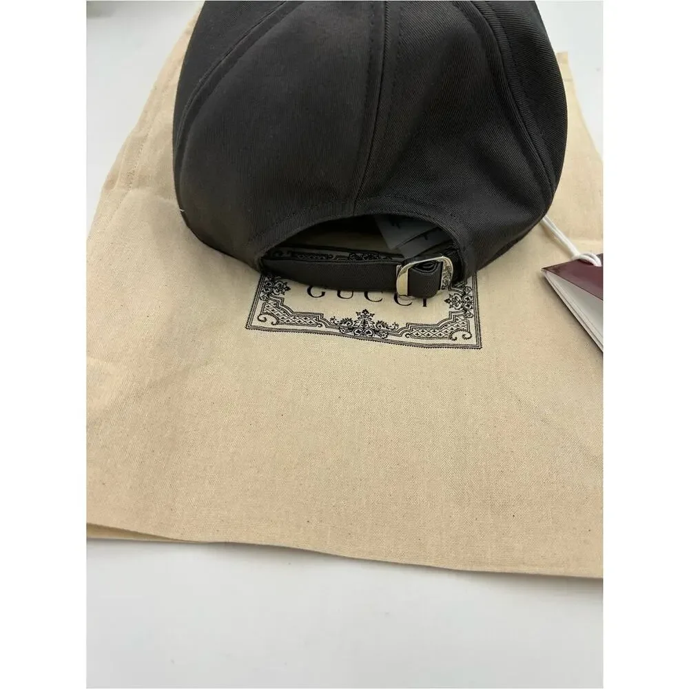 Men's Gucci cotton canvas embroidered logo baseball cap size medium adjustable